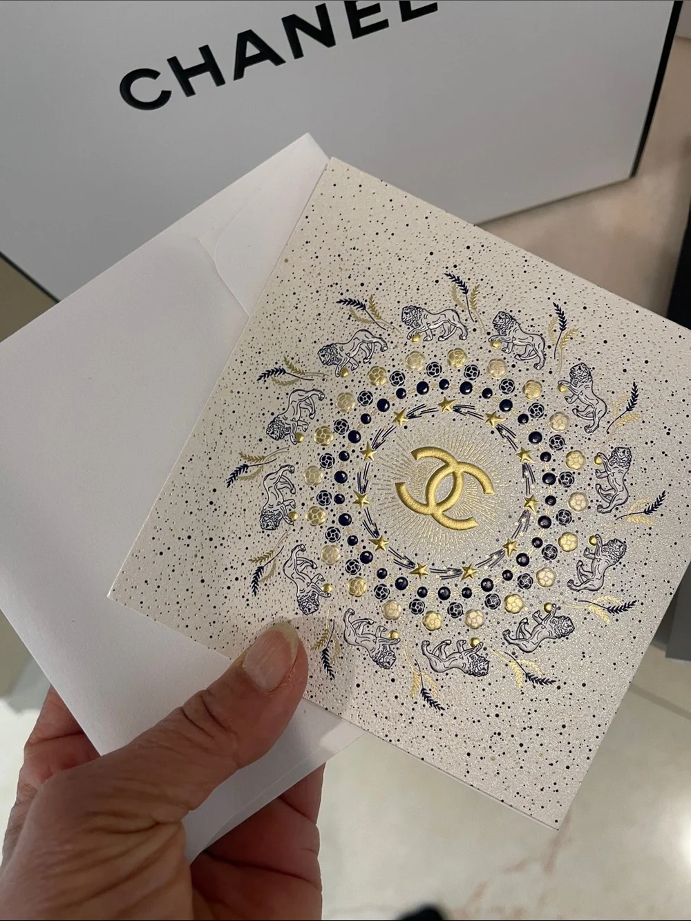CHANEL Men’s White Gift Packaging with Leather Black Card Holder